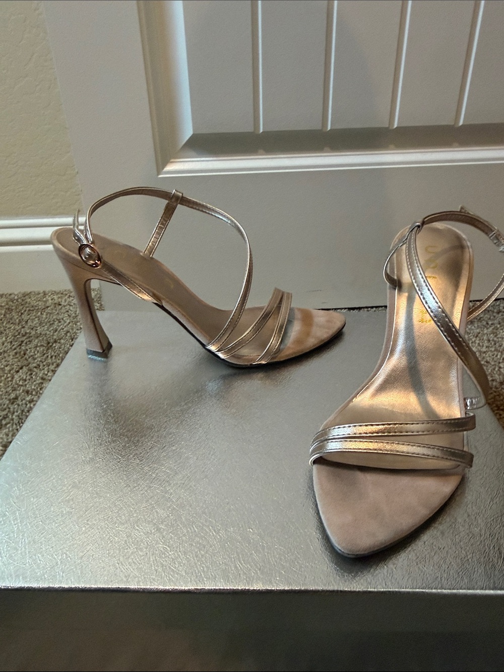 Unisa Metallic Rose Gold Strappy High Heel Sandals